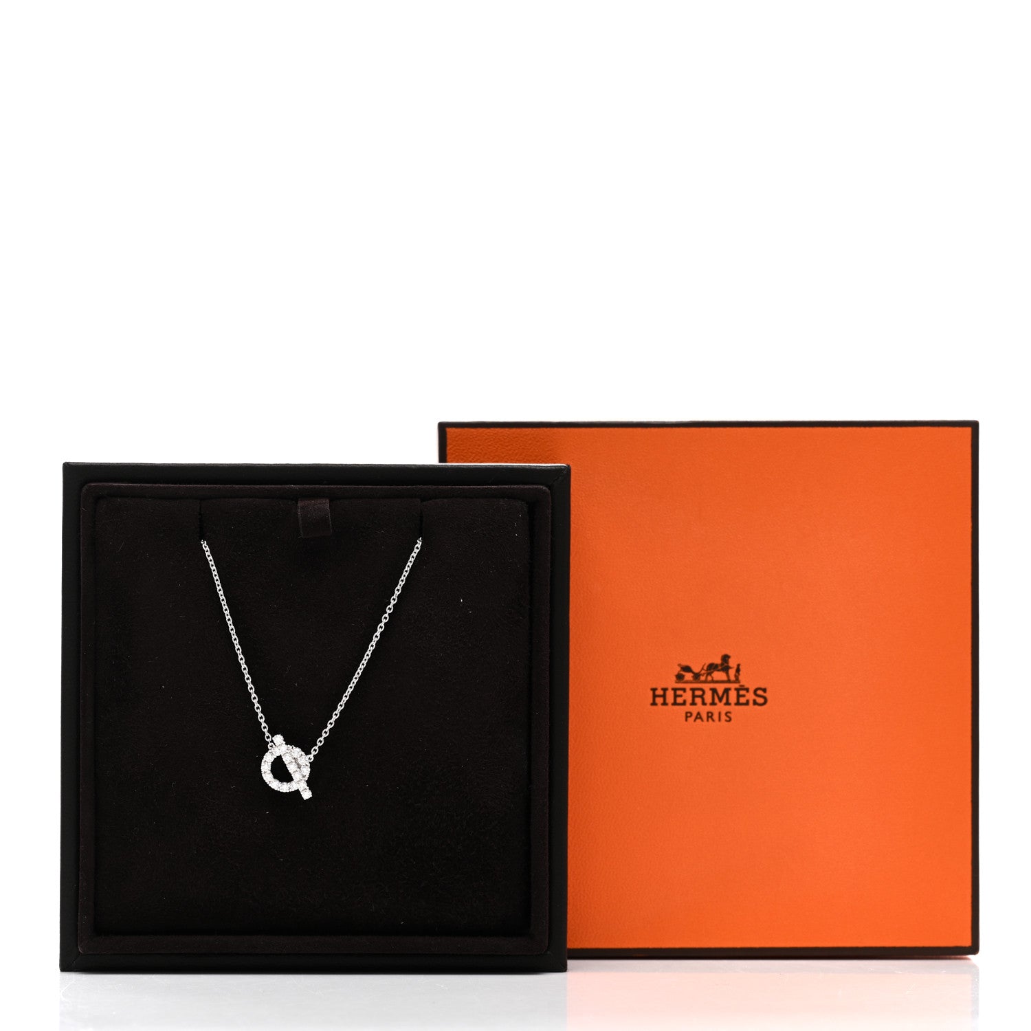 Hermes 18K White Gold Diamond Finesse Pendant Necklace 4 of 4