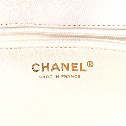 Chanel Caviar Quilted Flap Clutch White 5 of 9