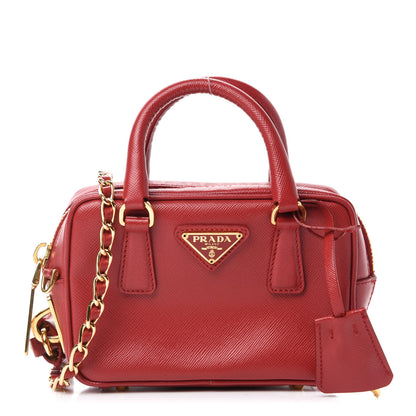 Prada Saffiano Lux Mini Top Handle Crossbody Bag Fuoco 1 of 14