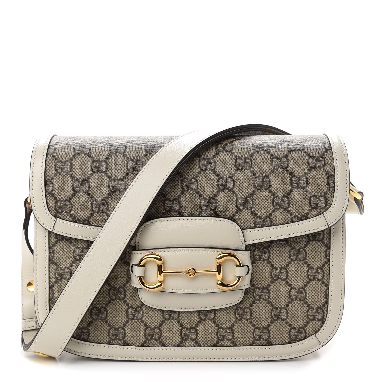 Gucci GG Supreme Monogram Horsebit 1955 Shoulder Bag Beige Mystic White 1 of 9