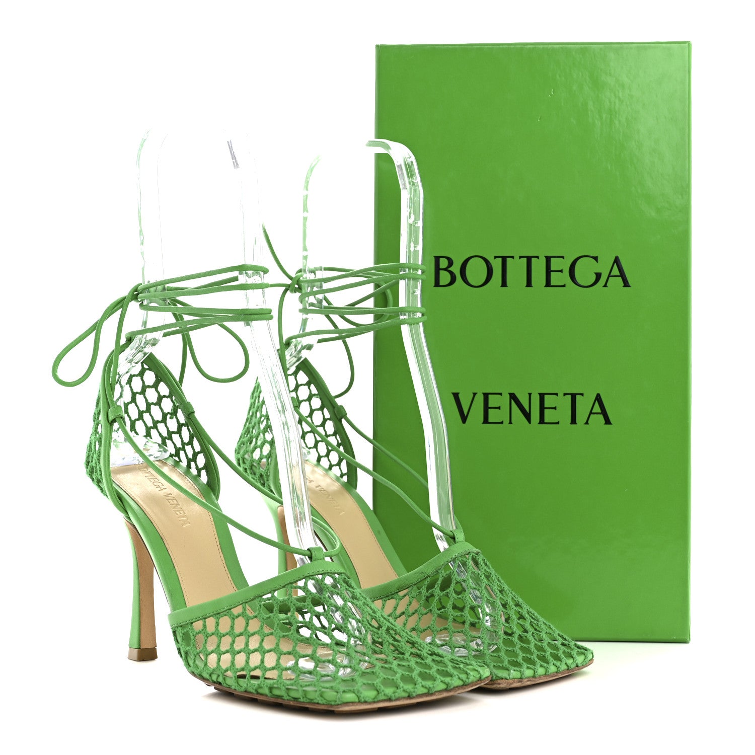 Bottega Veneta Mesh Nappa Stretch Ankle Tie 90mm Sandals 39 Grass 10 of 10