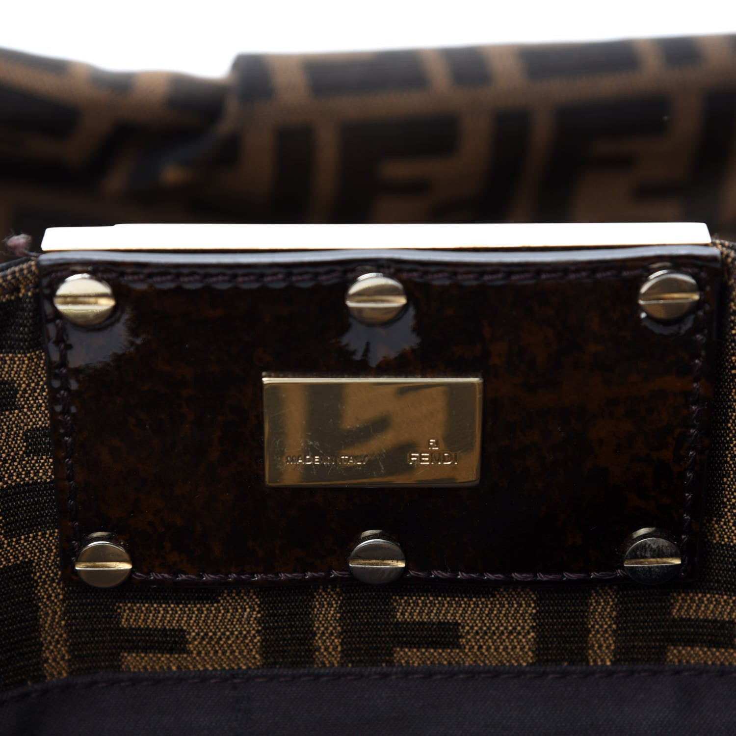 Fendi Zucca Patent Mia Tote Tobacco 11 of 13