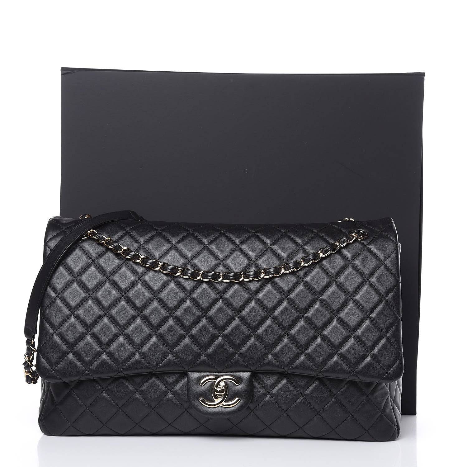 Chanel Calfskin Quilted XXL Travel Flap Bag Black 10 of 10