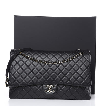 Chanel Calfskin Quilted XXL Travel Flap Bag Black 10 of 10