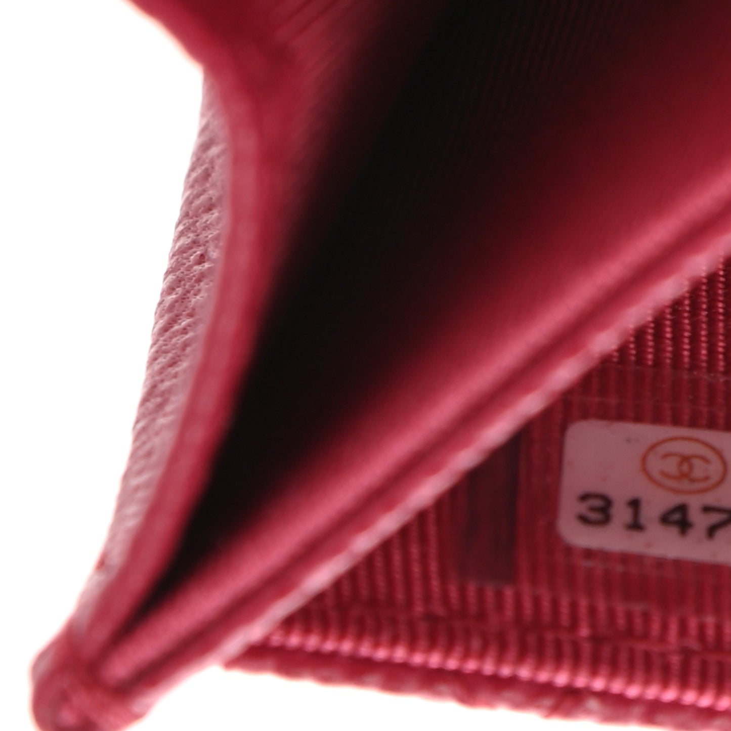 Caviar Quilted Flap Card Holder Wallet Dark Pink