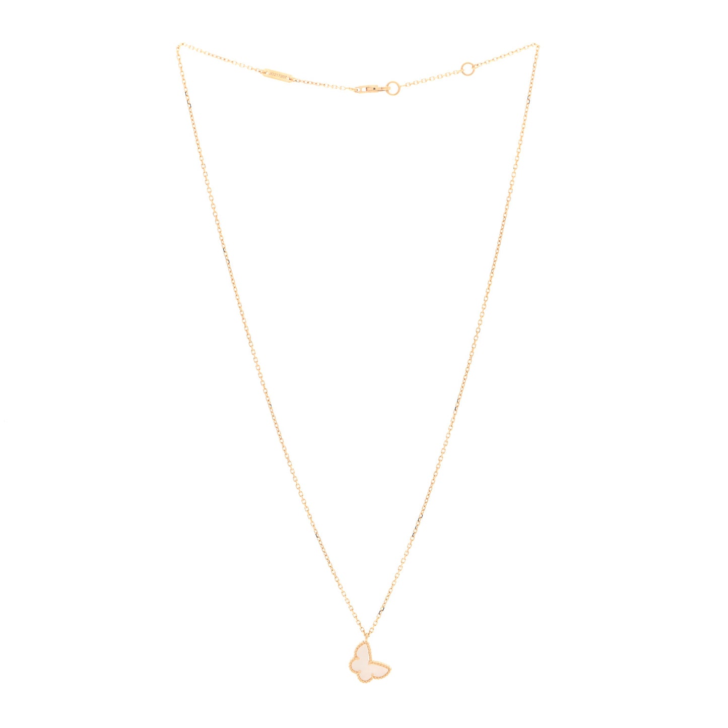 18K Yellow Gold Mother of Pearl Sweet Alhambra Butterfly Pendant Necklace