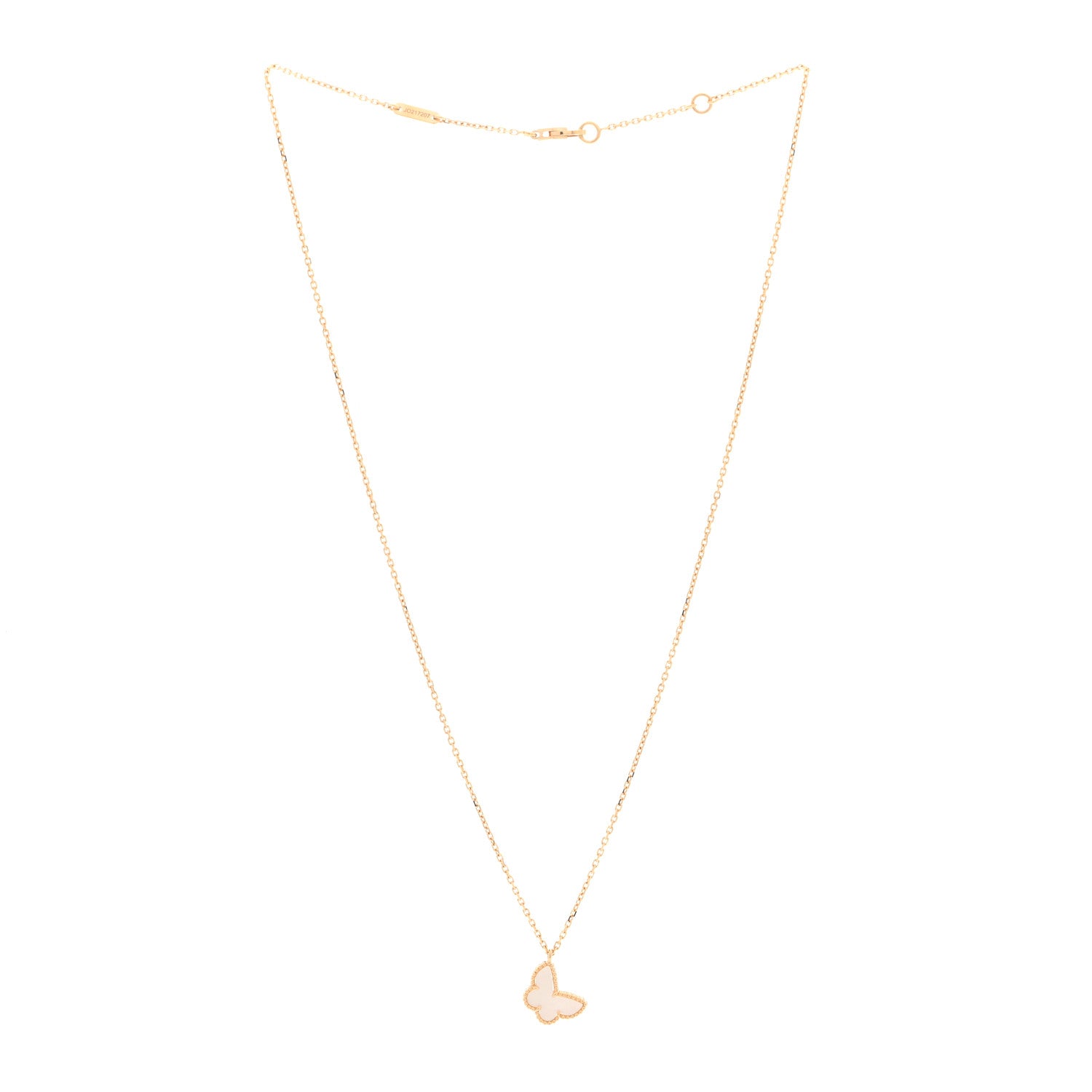 Van Cleef & Arpels 18K Yellow Gold Mother of Pearl Sweet Alhambra Butterfly Pendant Necklace 3 of 5