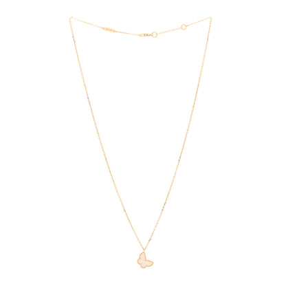 Van Cleef & Arpels 18K Yellow Gold Mother of Pearl Sweet Alhambra Butterfly Pendant Necklace 3 of 5