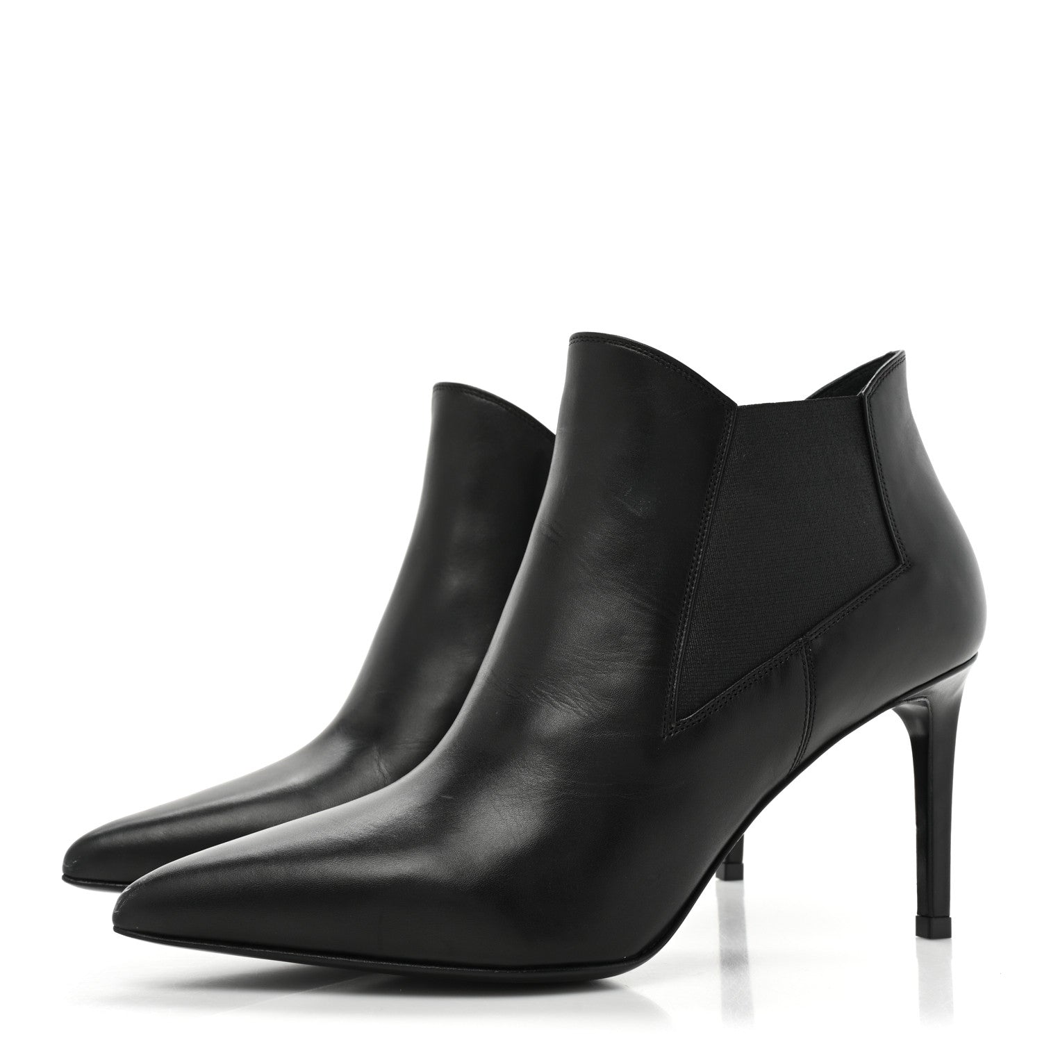 Saint Laurent Calfskin Classic Paris Ela 80 Ankle Boots 39.5 Black 3 of 12