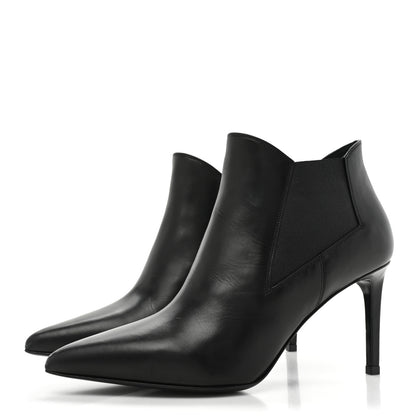 Saint Laurent Calfskin Classic Paris Ela 80 Ankle Boots 39.5 Black 3 of 12