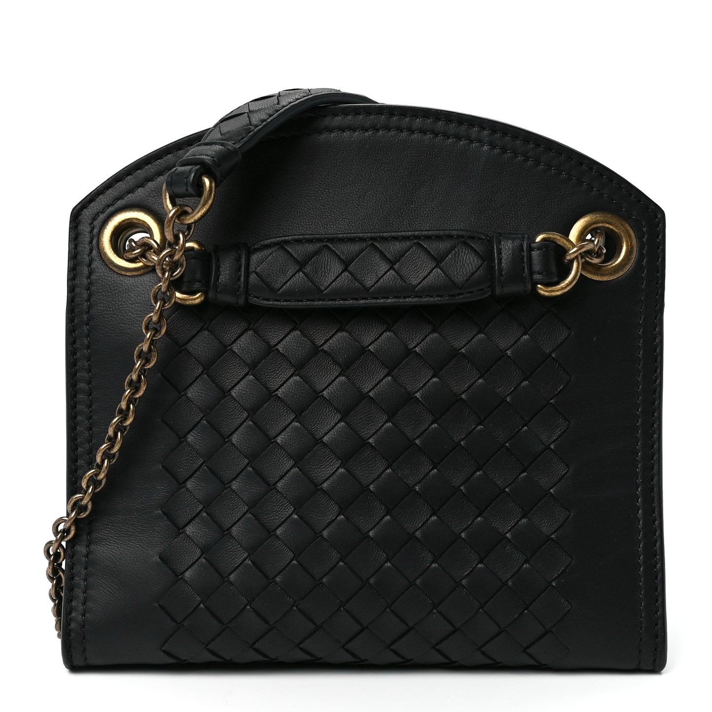 Nappa Intrecciato Chain Crossbody Black