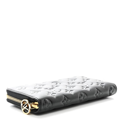 Louis Vuitton Lambskin Embossed Monogram Coussin Zippy Wallet Black 4 of 6