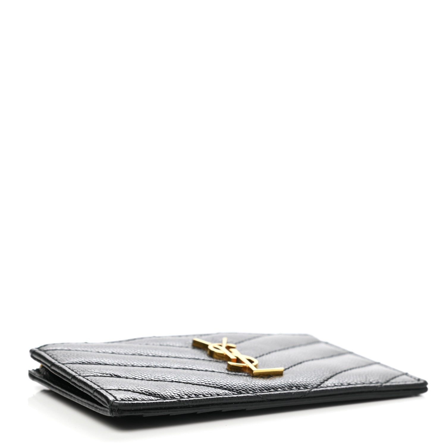 Saint Laurent Monogram Grain de Poudre 5 Fragments Zip Pouch Card Holder Black 4 of 8