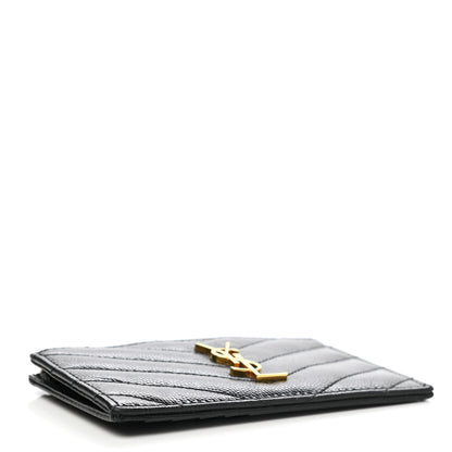 Saint Laurent Monogram Grain de Poudre 5 Fragments Zip Pouch Card Holder Black 4 of 8