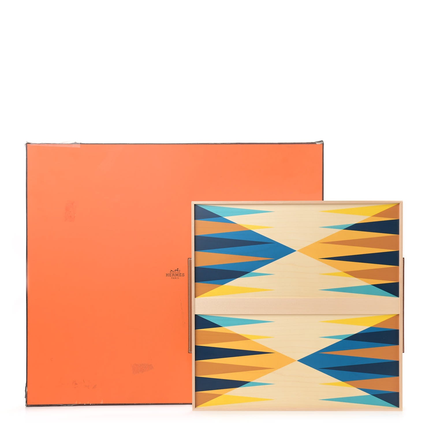 Hermes Natural Maple Wood Taurillon Palio Backgammon Game Set 8 of 8