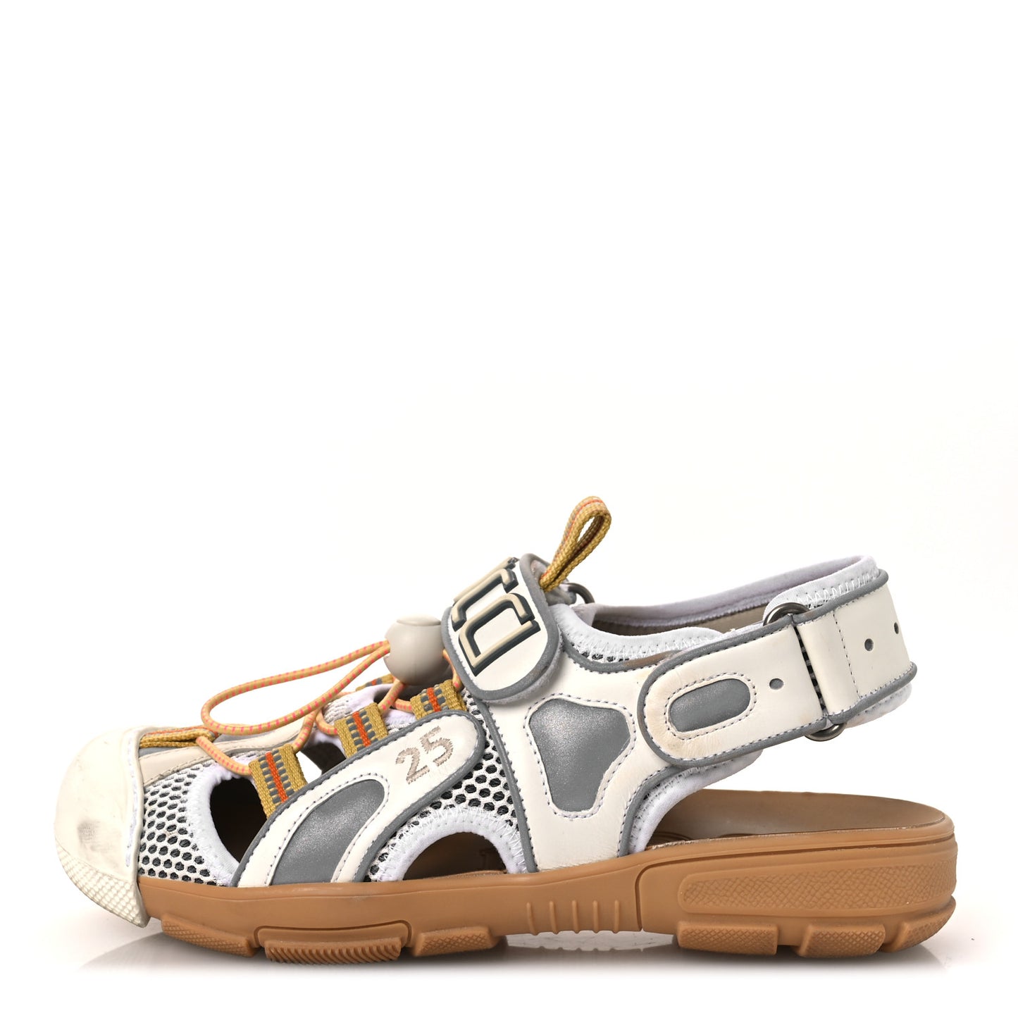 Mesh Fabric Tinsel Sport Sandals 36 White Silver