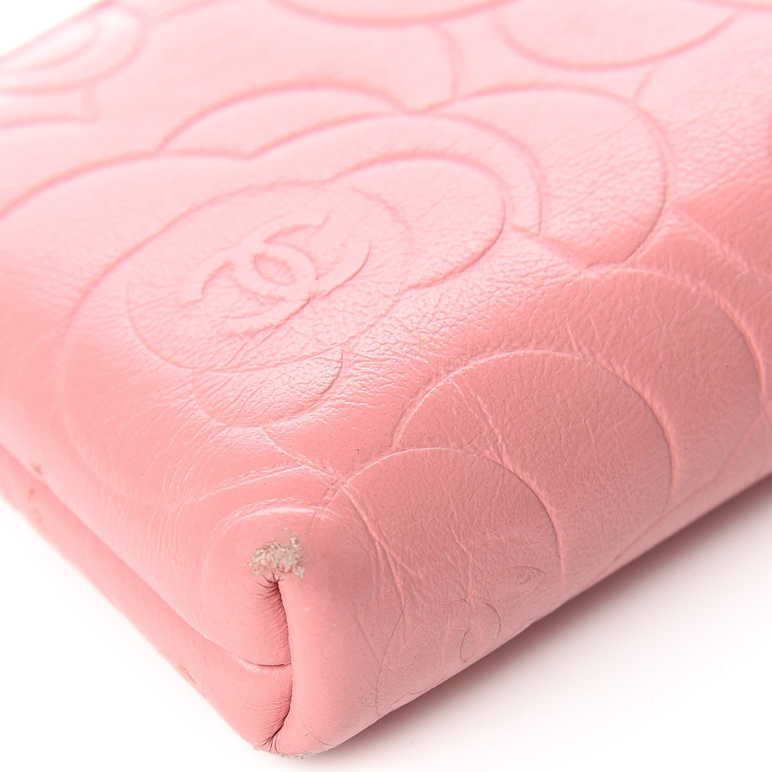 Chanel Lambskin Camellia Embossed Key Holder Case Pink 10 of 13