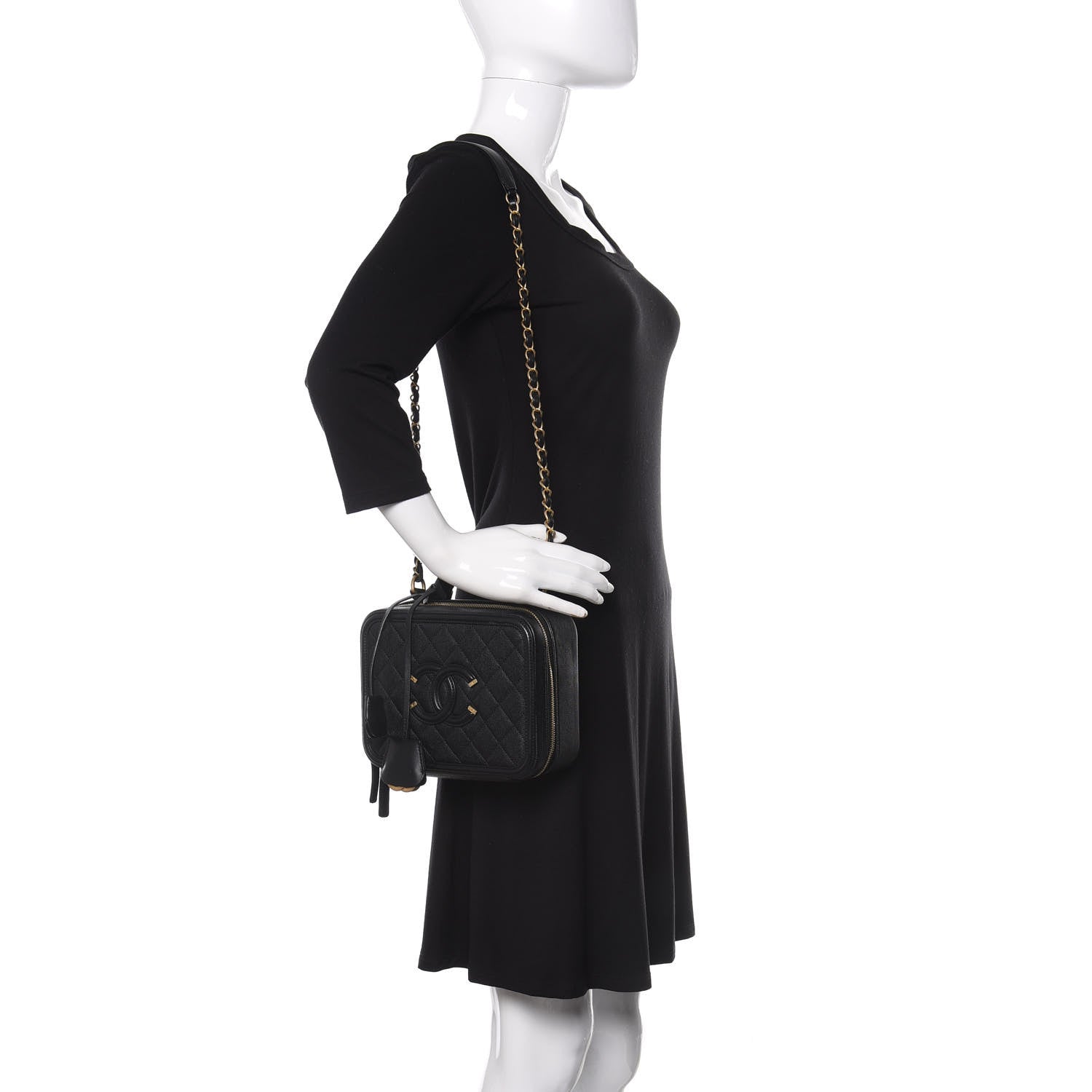 Chanel Caviar Quilted Medium CC Filigree Vanity Case Black 2 of 10