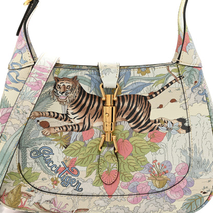 Gucci New Shangai Calfskin Tiger Savanah Small Jackie 1961 Hobo Chalky White Multicolor 8 of 11