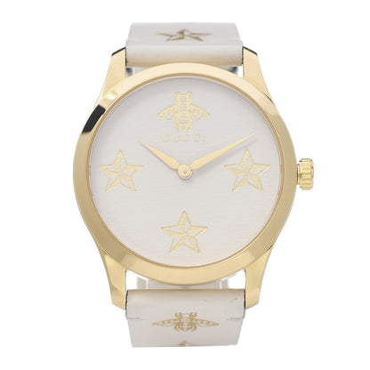 Gucci Stainless Steel Calfskin 38mm G-Timeless Bee Star Quartz Watch White 1 of 6