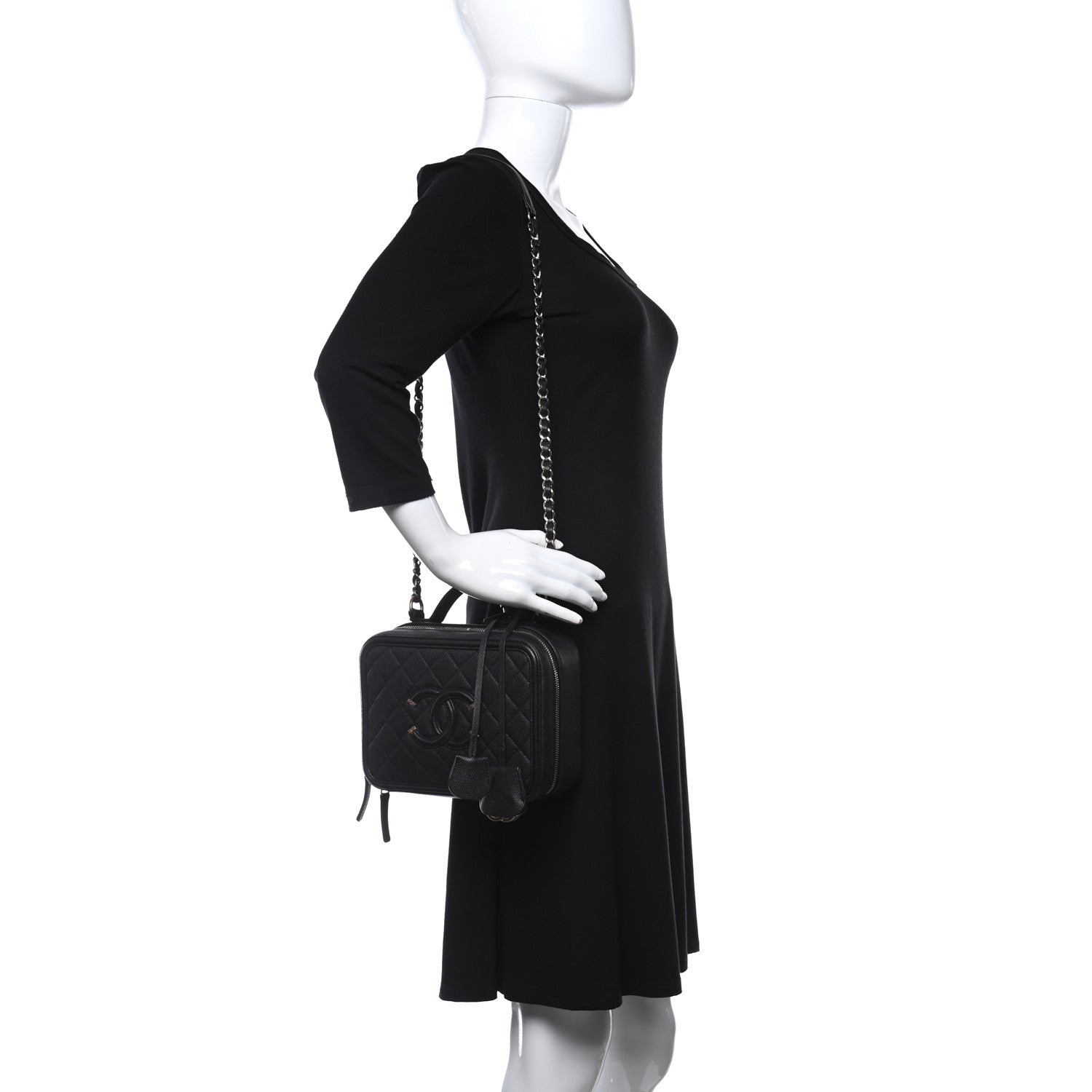 Chanel Caviar Quilted Medium CC Filigree Vanity Case Black 2 of 10