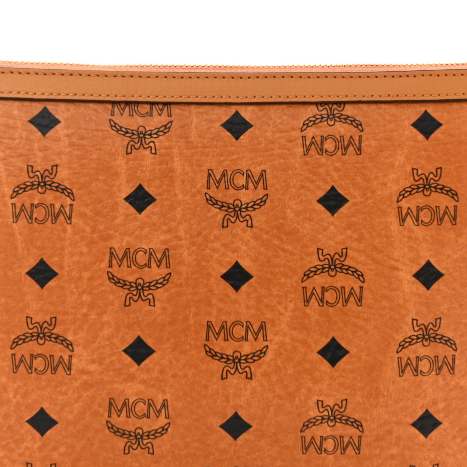 MCM Visetos Liz Shopper Tote Pouch Cognac 8 of 10