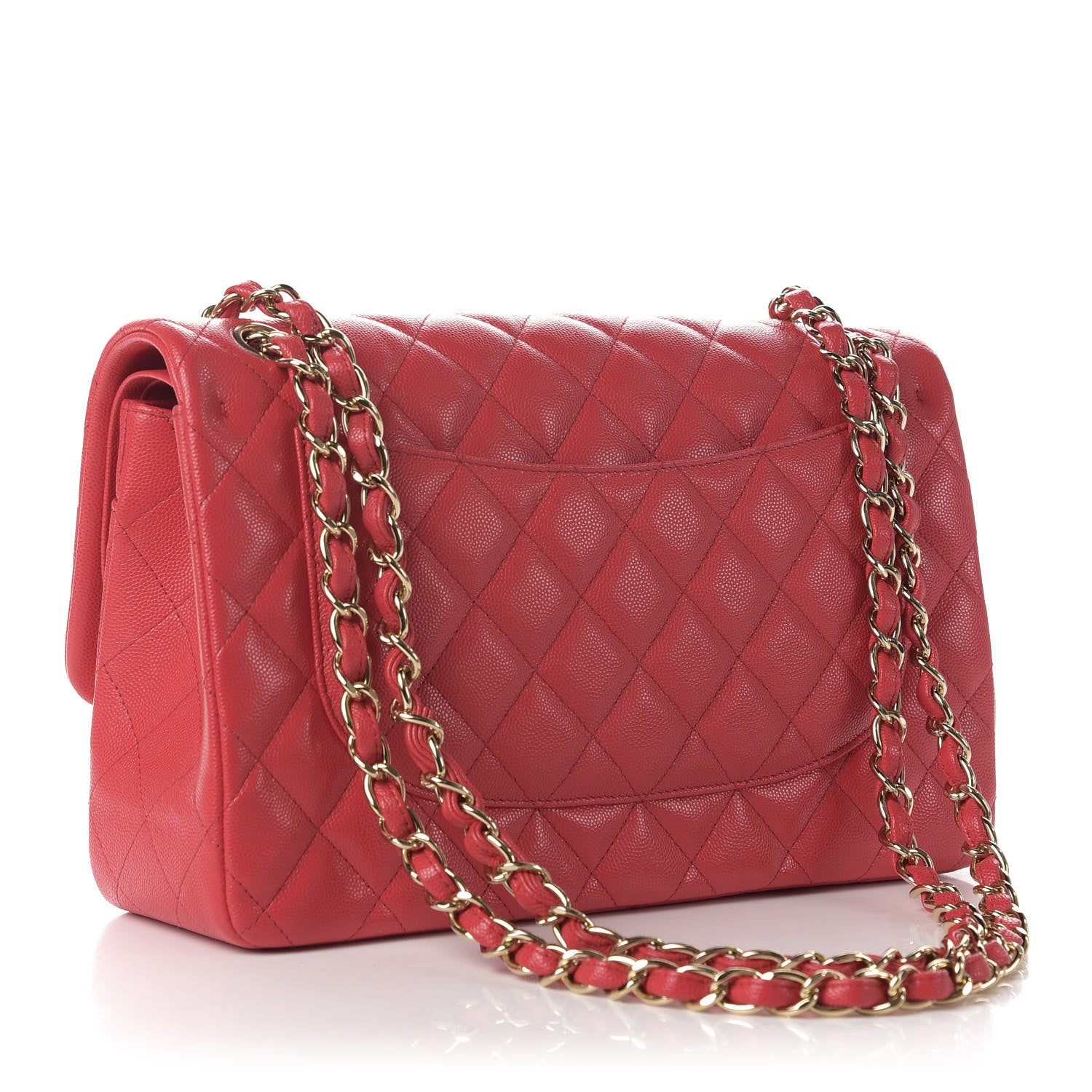 Chanel Caviar Quilted Jumbo Double Flap Red 3 of 10