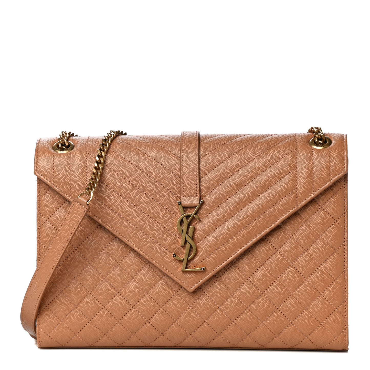 Grain De Poudre Textured Mixed Matelasse Triquilt Large Monogram Satchel Dune