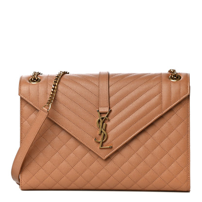 Saint Laurent Grain De Poudre Textured Mixed Matelasse Triquilt Large Monogram Satchel Dune 1 of 13