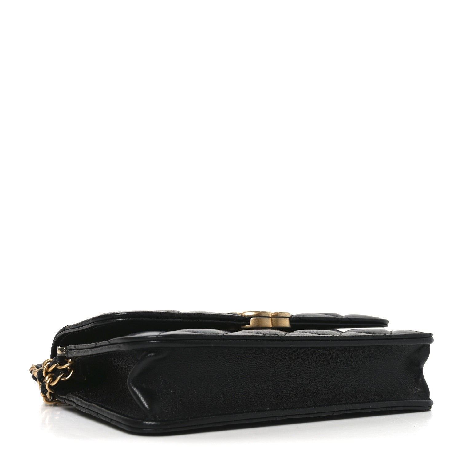 Chanel Lambskin Quilted Double Chain Flap Phone Holder With Chain Black 4 of 11