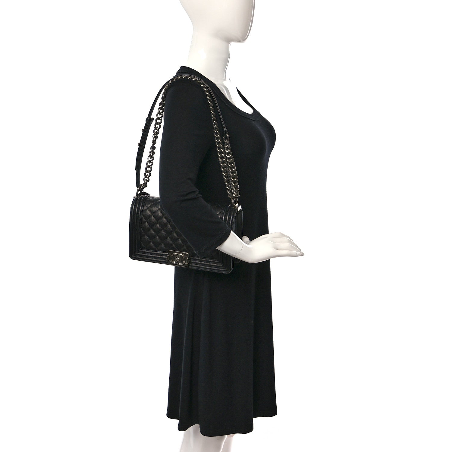 Chanel Caviar Quilted Medium Boy Flap Black 2 of 9