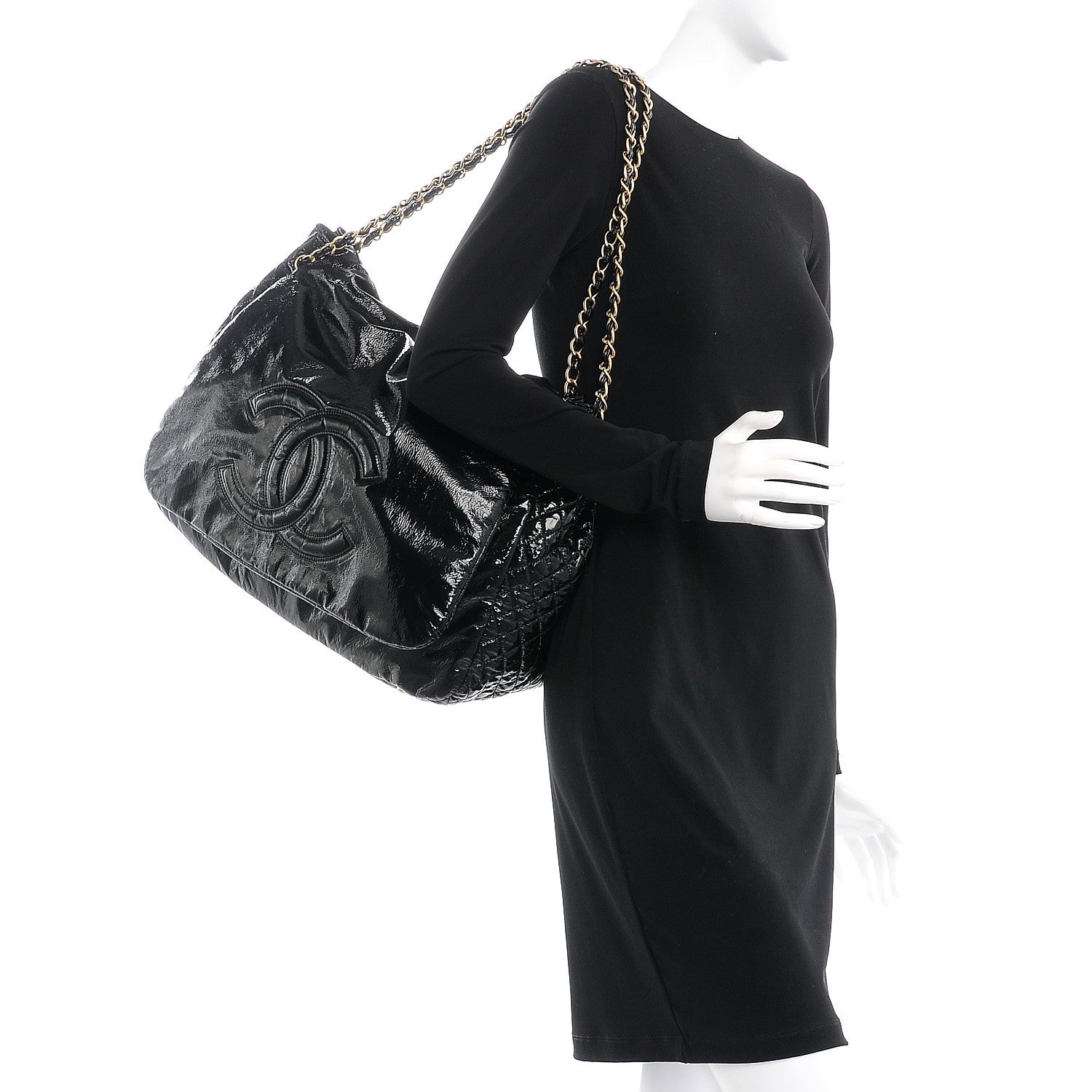 Chanel Vinyl XL Rock and Chain Flap Black 3 of 11