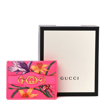 Gucci Calfskin Flora Print Zumi Card Case Fuxia Fluo 10 of 10