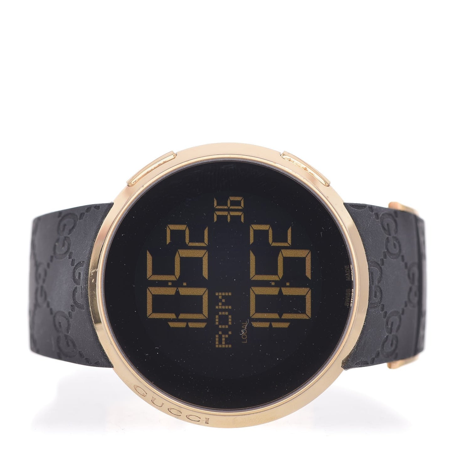 Stainless Steel Rubber 45mm Digital I-Gucci Watch Black