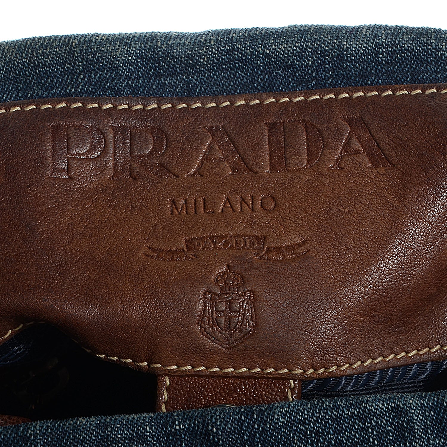 Prada Washed Denim Logo Hobo Blue 6 of 8