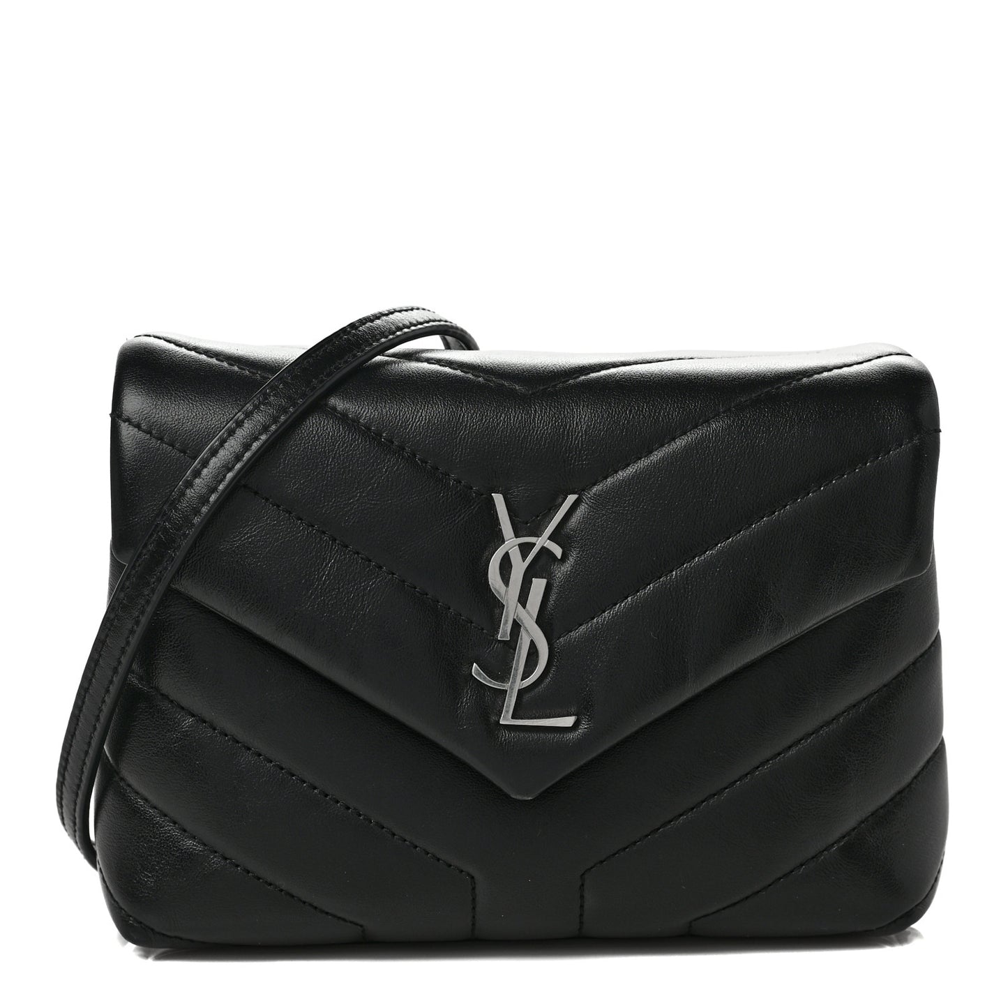 Calfskin Y Quilted Monogram Toy Loulou Crossbody Bag Black