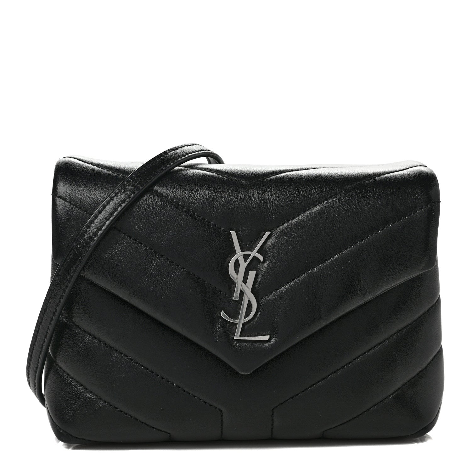Saint Laurent Calfskin Y Quilted Monogram Toy Loulou Crossbody Bag Black 1 of 12