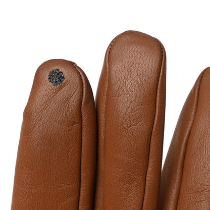 Hermes Lambskin Soya Kelly Lock Gloves 7.5 Brown 3 of 8