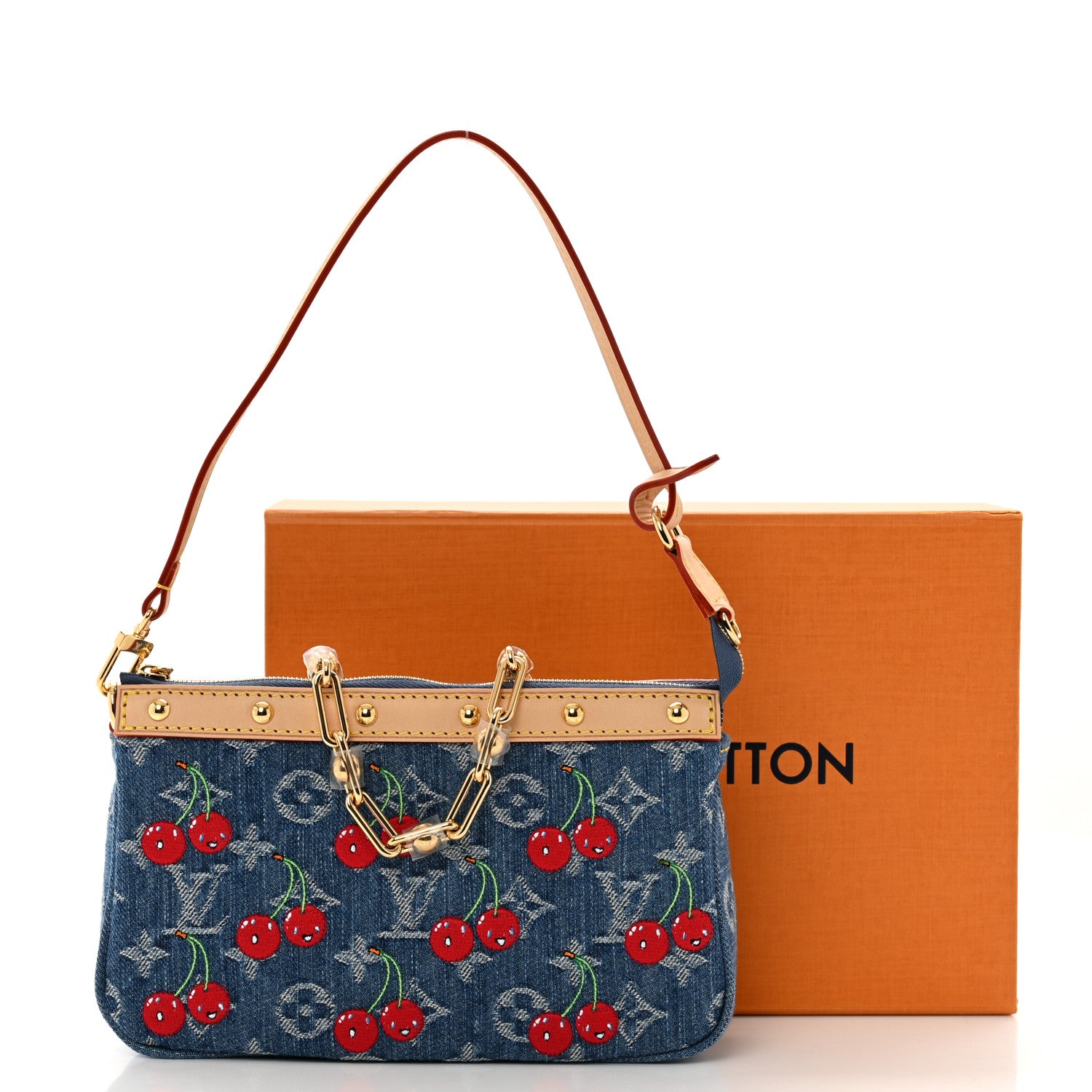 Louis Vuitton LV X TM Monogram Denim Cerises Pochette Accessories Blue 10 of 10
