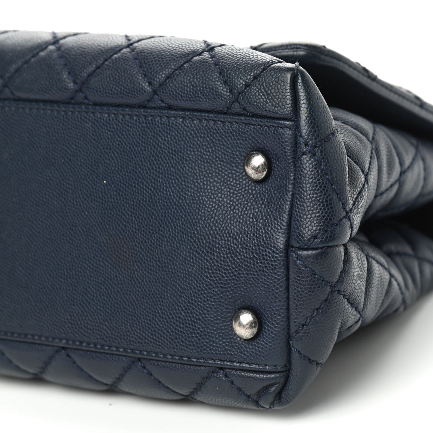 Caviar Quilted Small Coco Handle Flap Navy