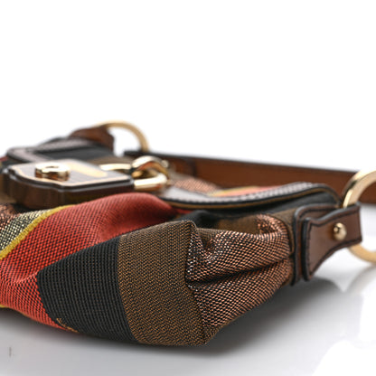 Fendi Canvas Striped Mini Chef Lock Bag Brown Multicolor 7 of 9