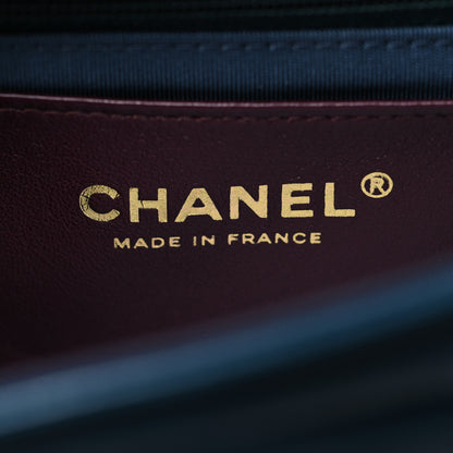Chanel Shiny Lambskin Quilted Small Chevron Miroir Dark Blue 6 of 12