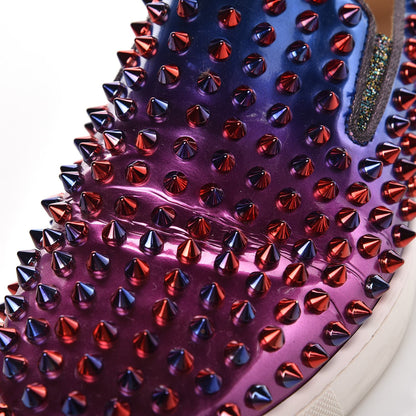 Christian Louboutin Patent Scarabe Spikes Roller Boat Flat 38 Rose Digitale 12 of 13