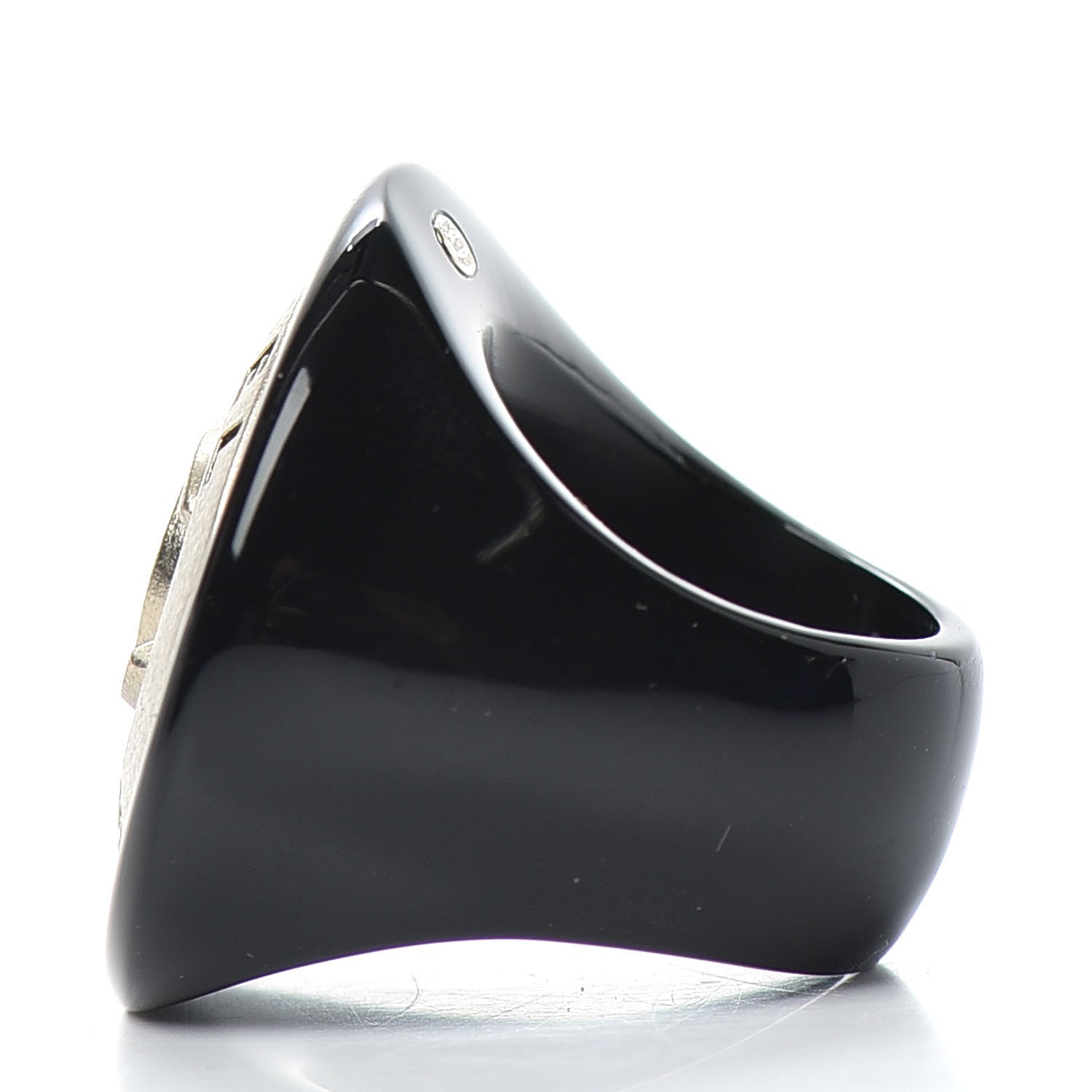 Chanel Enamel CC Paris Ring 6.5 Black 3 of 6
