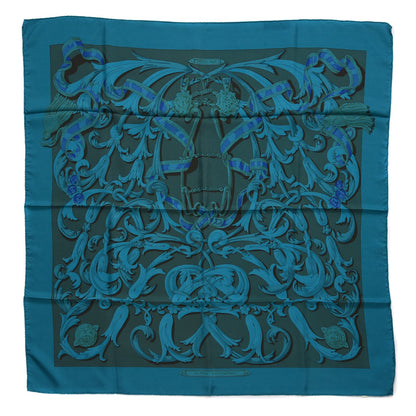 Hermes Silk Dip Dyed Le Mors A La Conétable Scarf 90 Turquoise 1 of 8