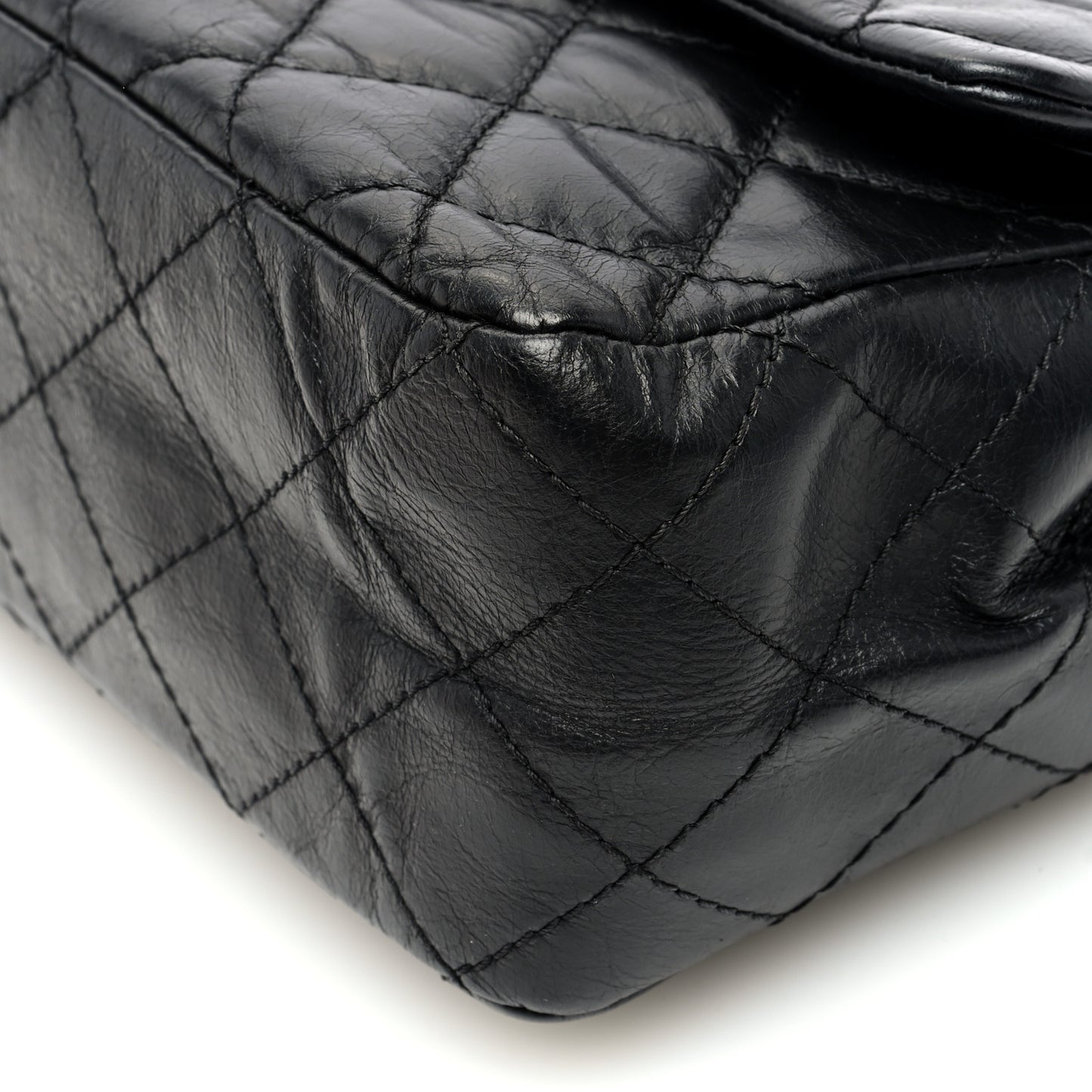 Aged Calfskin Quilted 2.55 Reissue 227 Flap Black