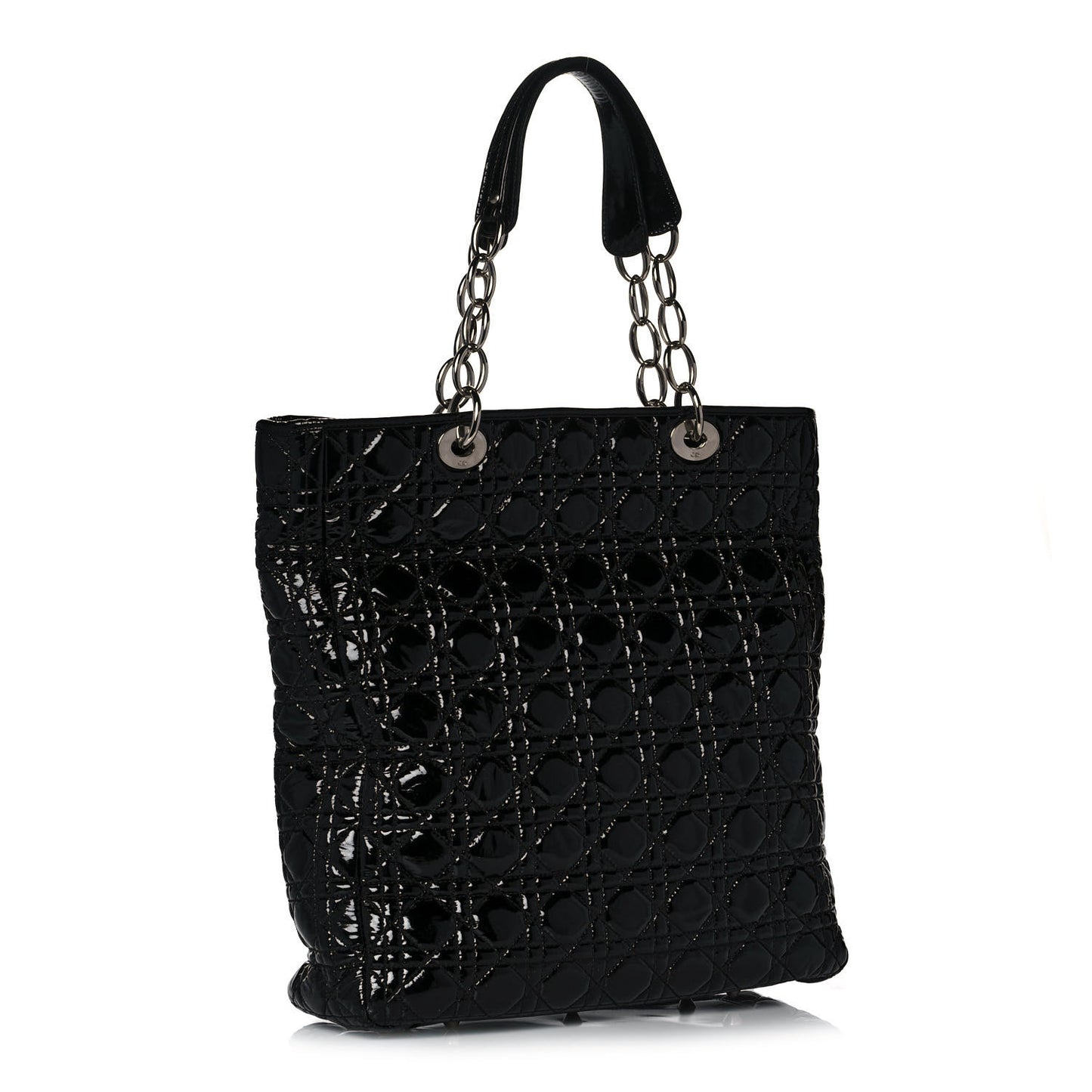 Patent Cannage Dior Soft Shopping Tote Black