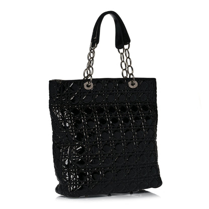 Christian Dior Patent Cannage Dior Soft Shopping Tote Black 2 of 9