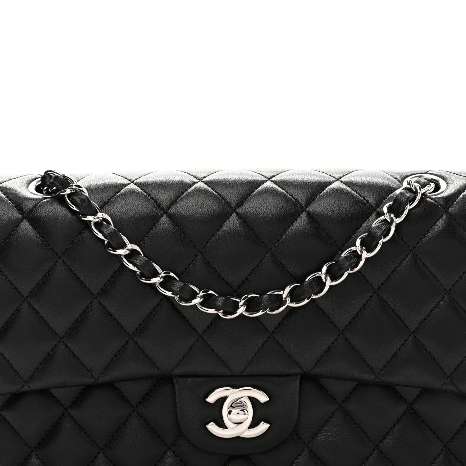 Chanel Lambskin Quilted Medium Double Flap Black 8 of 12