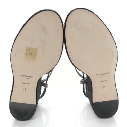 Saint Laurent Calfskin Cassandra Espadrille 105 Wedges 41 Black 5 of 8